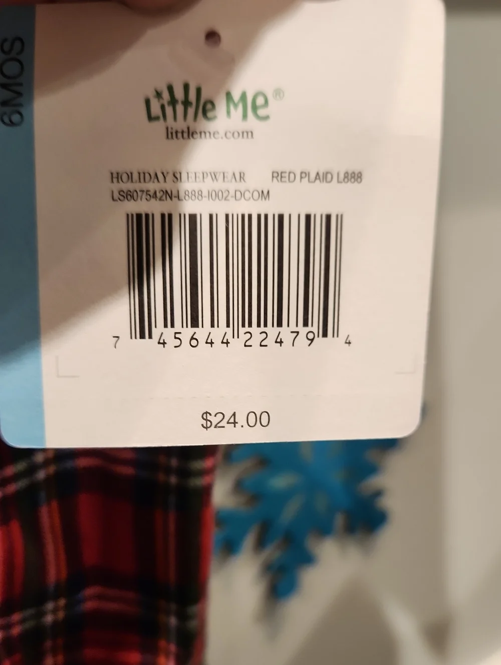 NWT Little Me Infant Sz 6M Plaid Bodysuit